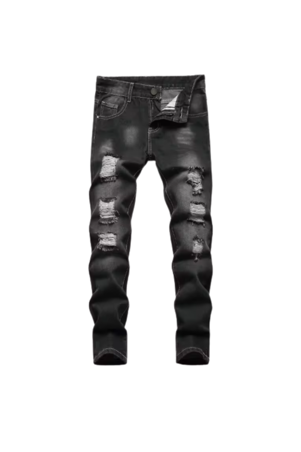 Slim Purple Jeans Distressed Black