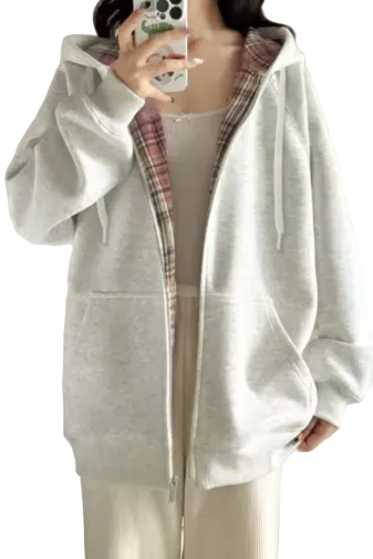 Checkered Zip Hoodie